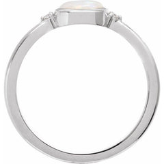 Platinum Natural White Opal & .03 CTW Natural Diamond Ring