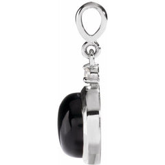 Platinum 6 mm Natural Black Onyx & .03 CT Natural Diamond Cabochon Pendant