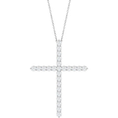 Platinum 1 CTW Natural Diamond Cross 16-18" Necklace