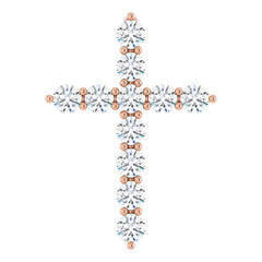 14K Rose Gold 3/8 CTW Lab-Grown Diamond Cross Pendant