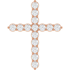14K Rose Gold 3/4 CTW Lab-Grown Diamond Cross Pendant