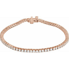 14K Rose Gold 3 CTW Lab-Grown Diamond Line 7" Bracelet
