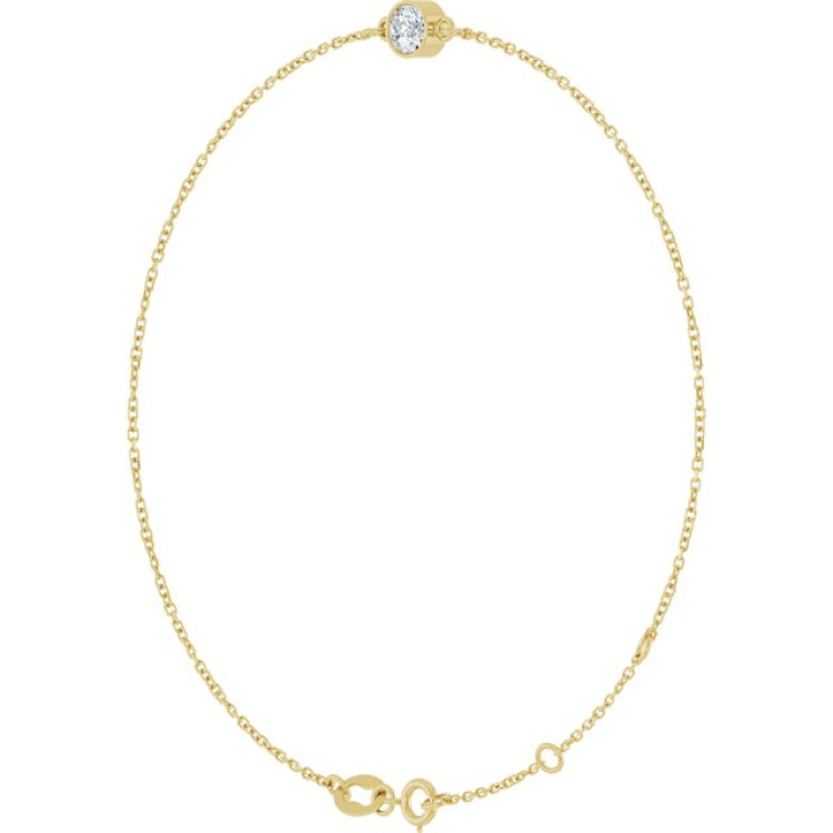 14K Yellow Gold Natural White Sapphire 6 1/2-7 1/2" Bracelet