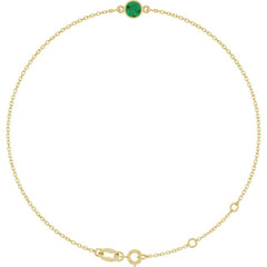 14K Yellow Gold Natural Emerald 6 1/2-7 1/2" Bracelet