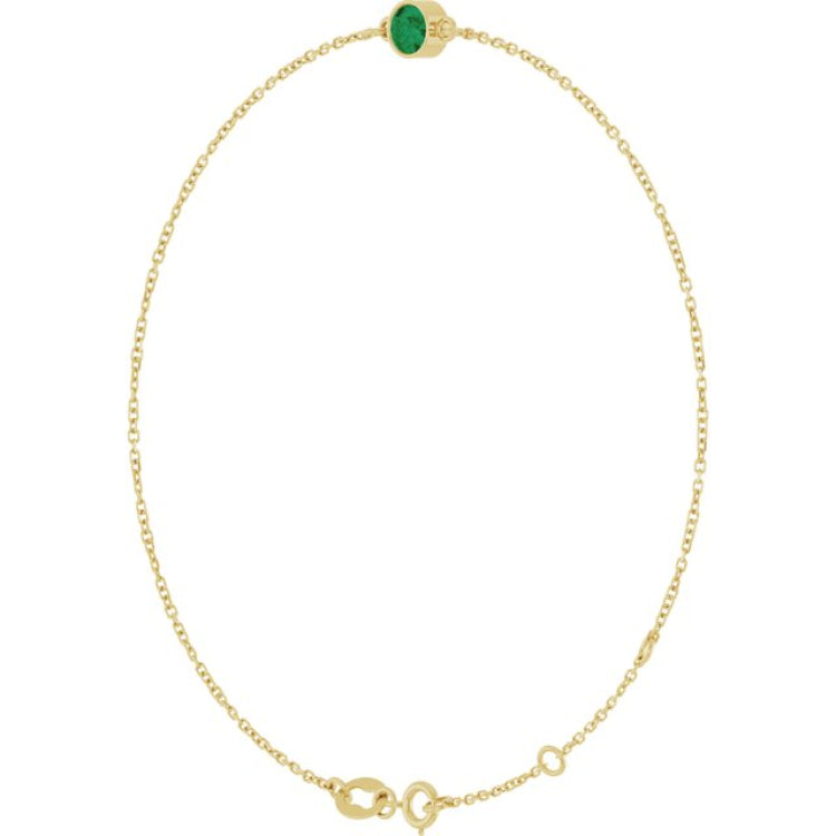 14K Yellow Gold Natural Emerald 6 1/2-7 1/2" Bracelet