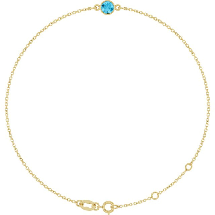 14K Yellow Gold Natural Aquamarine 6 1/2-7 1/2" Bracelet