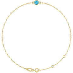 14K Yellow Gold Natural Aquamarine 6 1/2-7 1/2" Bracelet