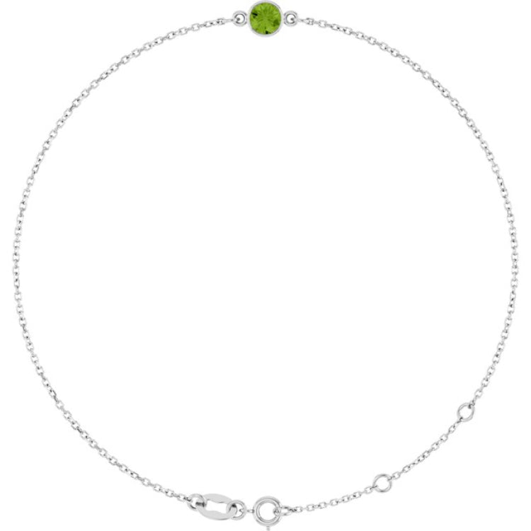 14K White Gold Natural Peridot 6 1/2-7 1/2" Bracelet