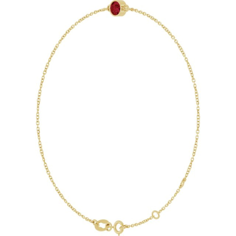 14K Yellow Gold Natural Ruby 6 1/2-7 1/2" Bracelet