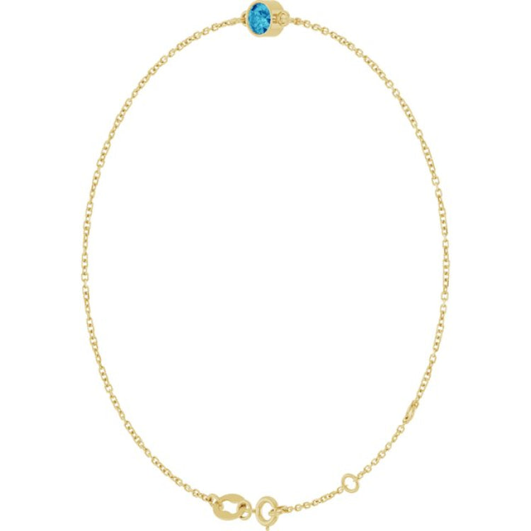 14K Yellow Gold Natural Blue Zircon 6 1/2-7 1/2" Bracelet