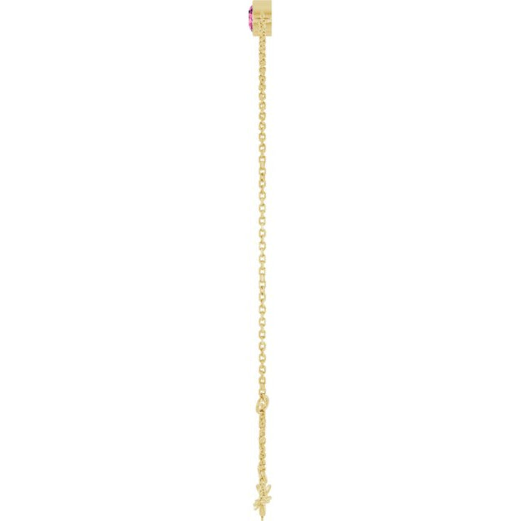 14K Yellow Gold Natural Pink Tourmaline 6 1/2-7 1/2" Bracelet