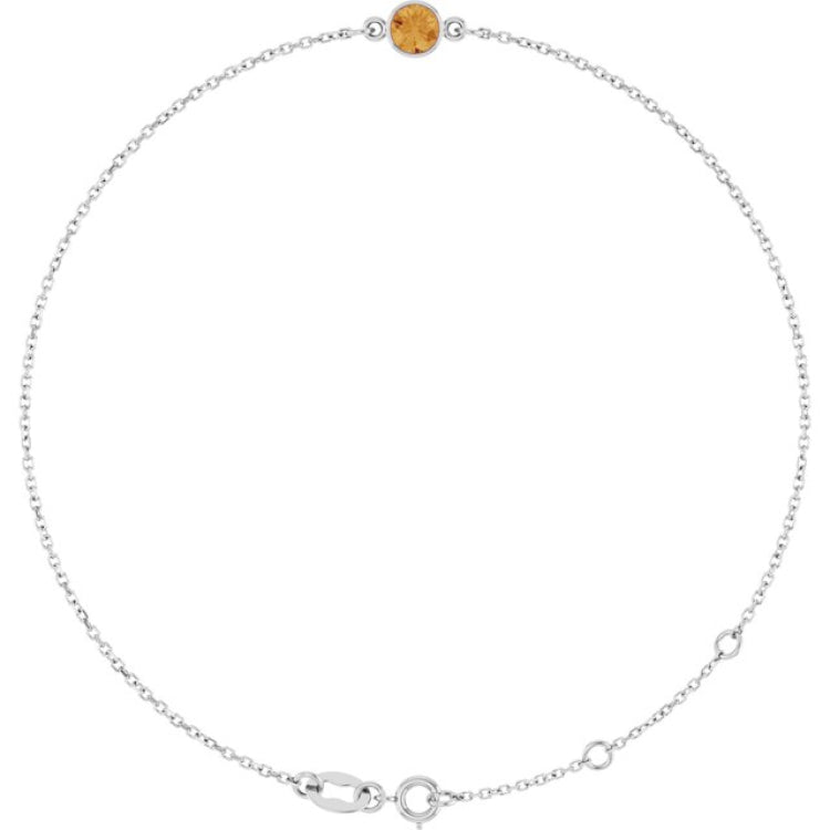 14K White Gold Natural Citrine 6 1/2-7 1/2" Bracelet