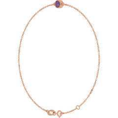 14K Rose Gold Lab-Grown Alexandrite 6 1/2-7 1/2" Bracelet