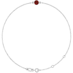 14K White Gold Natural Mozambique Garnet 6 1/2-7 1/2" Bracelet