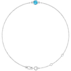 14K White Gold Natural Aquamarine 6 1/2-7 1/2" Bracelet