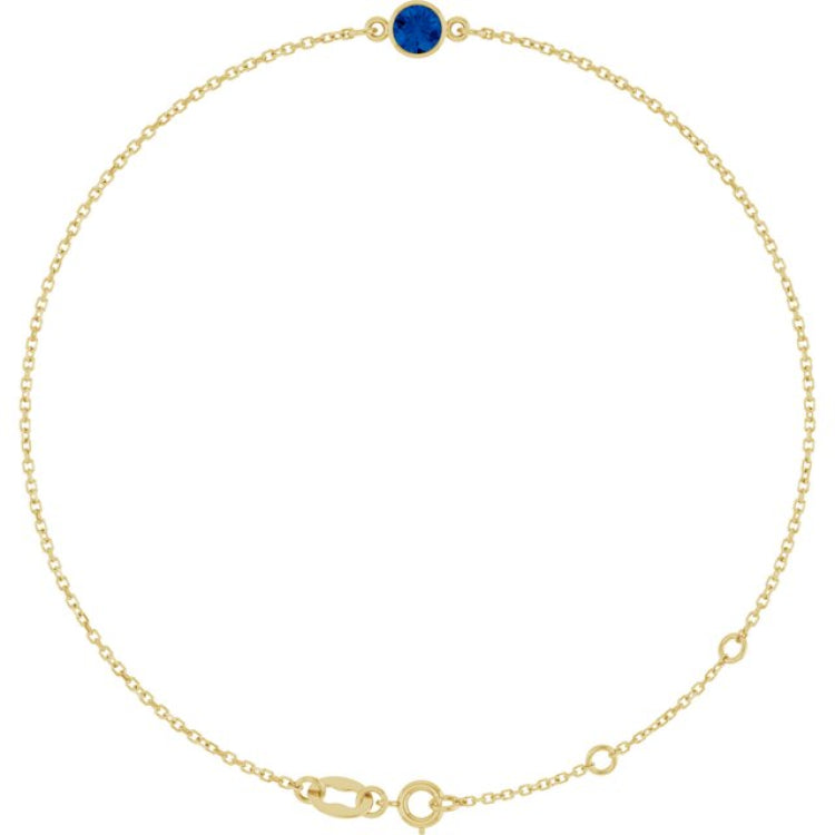 14K Yellow Gold Natural Blue Sapphire 6 1/2-7 1/2" Bracelet