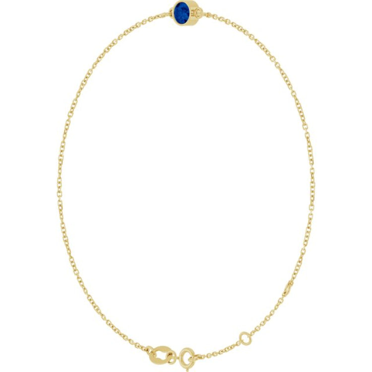 14K Yellow Gold Natural Blue Sapphire 6 1/2-7 1/2" Bracelet