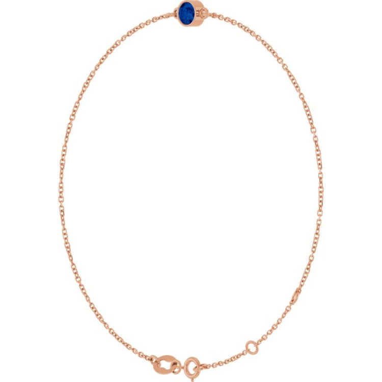 14K Rose Gold Natural Blue Sapphire 6 1/2-7 1/2" Bracelet