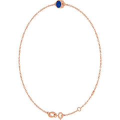 14K Rose Gold Natural Blue Sapphire 6 1/2-7 1/2" Bracelet