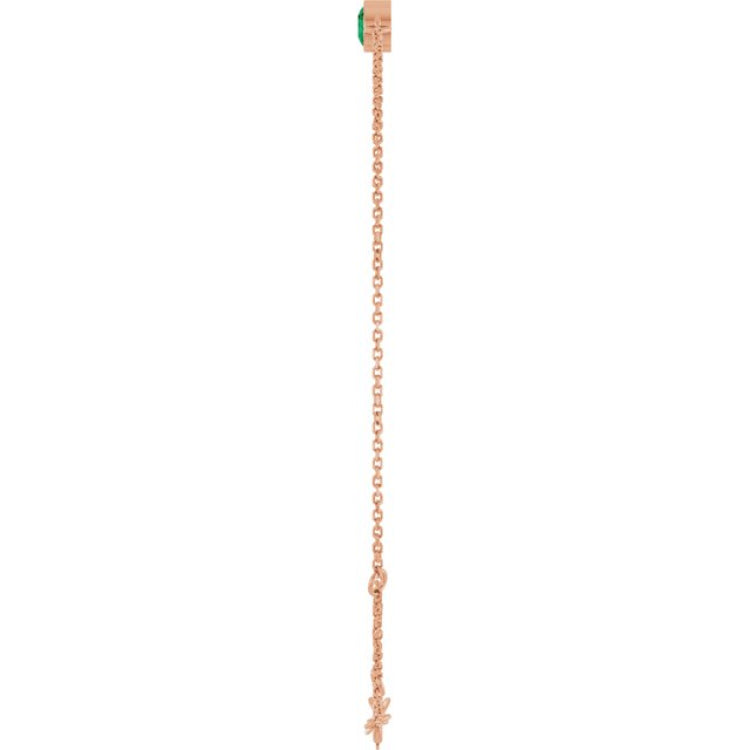 14K Rose Gold Lab-Grown Emerald 6 1/2-7 1/2" Bracelet