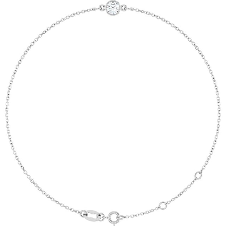 14K White Gold Natural White Sapphire 6 1/2-7 1/2" Bracelet