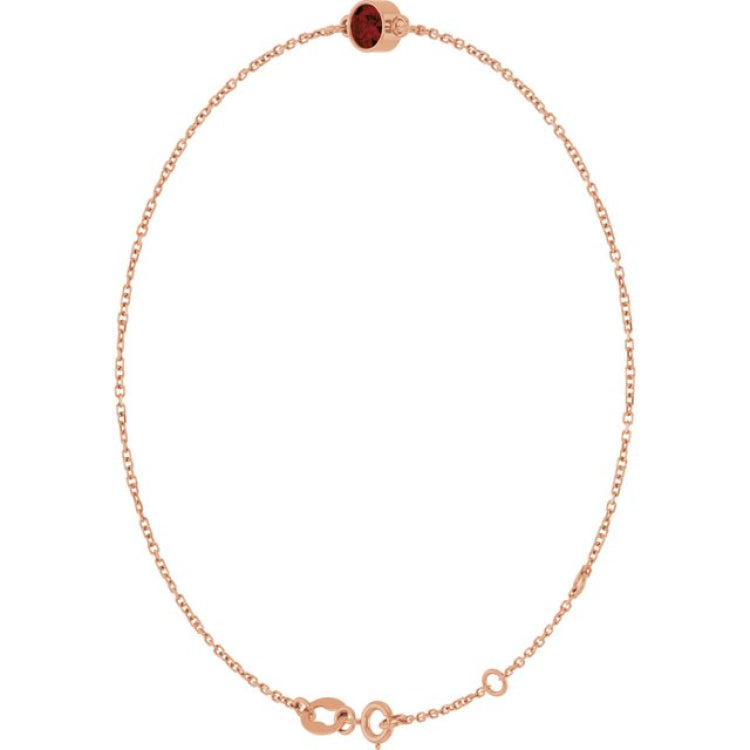 14K Rose Gold Natural Mozambique Garnet 6 1/2-7 1/2" Bracelet
