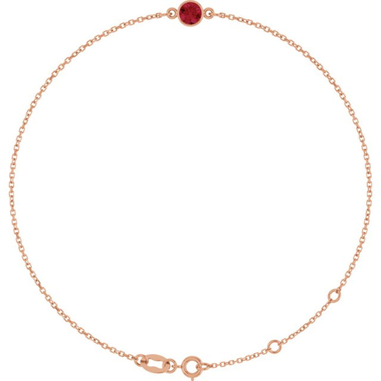 14K Rose Gold Lab-Grown Ruby 6 1/2-7 1/2" Bracelet