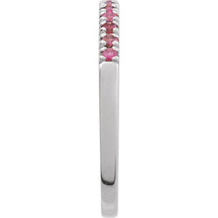 14K White Gold Natural Pink Tourmaline Stackable Ring