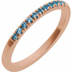 14K Rose Gold Natural London Blue Topaz Stackable Ring