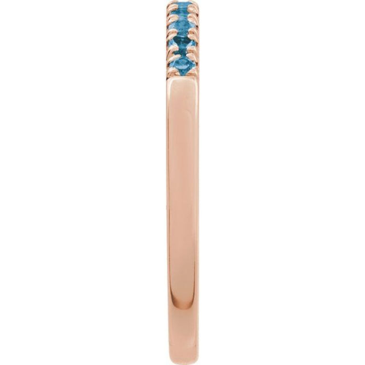 14K Rose Gold Natural London Blue Topaz Stackable Ring