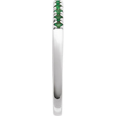 14K White Gold Lab-Grown Emerald Stackable Ring