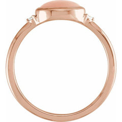 14K Rose Gold Natural Pink Coral & .03 CTW Natural Diamond Ring