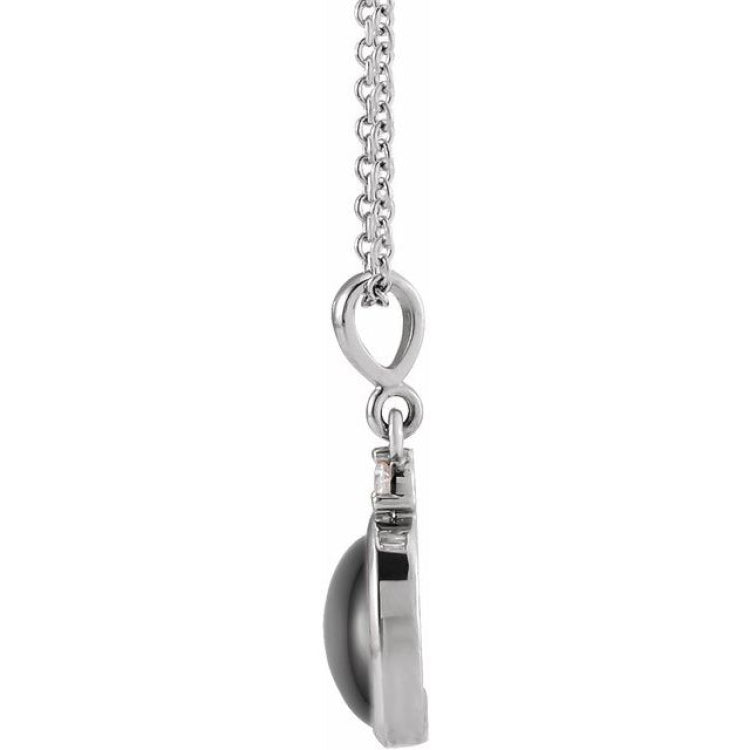 Platinum 5x3 mm Natural Black Onyx & .03 CT Natural Diamond 16-18" Necklace