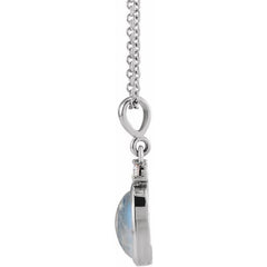 Platinum 9x7 mm Natural Rainbow Moonstone & .03 CT Natural Diamond 16-18" Necklace