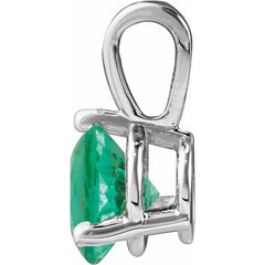 14K White Gold Lab-Grown Emerald Pendant