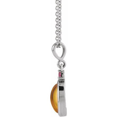 Platinum 8x6 mm Natural Citrine & Natural Pink Tourmaline 16-18" Necklace