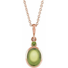 14K Rose Gold 8x6 mm Natural Peridot 16-18" Necklace