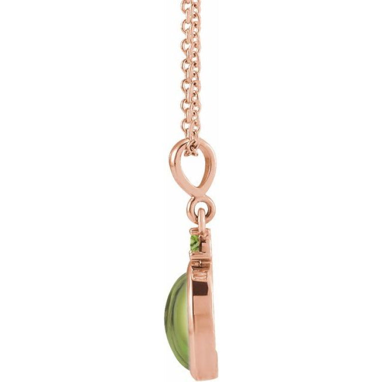 14K Rose Gold 8x6 mm Natural Peridot 16-18" Necklace