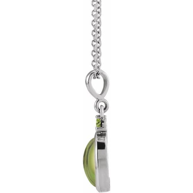 Sterling Silver 8x6 mm Natural Peridot 16-18" Necklace