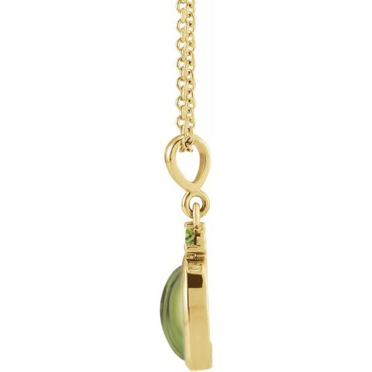 14K Yellow Gold 6x4 mm Natural Peridot 16-18" Necklace
