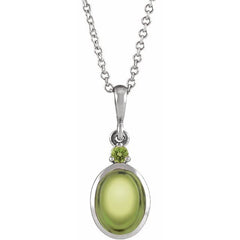 Sterling Silver 6x4 mm Natural Peridot 16-18" Necklace