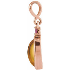 14K Rose Gold 5x3 mm Natural Citrine & Natural Pink Tourmaline Pendant