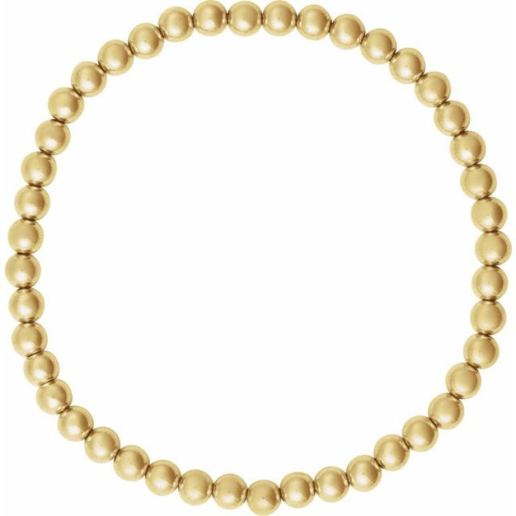 14K Yellow Gold-Filled 4 mm Elastic Bead 6 1/2" Bracelet