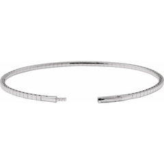 14K White Gold 2 CTW Natural Diamond  Flexible Bangle 7" Bracelet