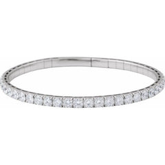 14K White Gold 4 CTW Natural Diamond  Flexible Bangle 7" Bracelet