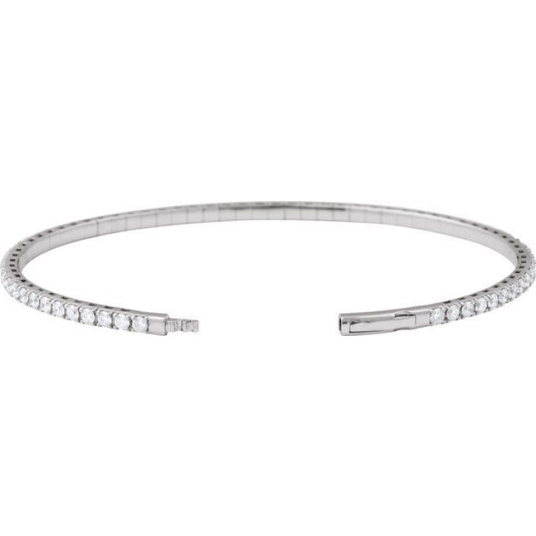 14K White Gold 3 CTW Lab-Grown Diamond Flexible Bangle 7" Bracelet