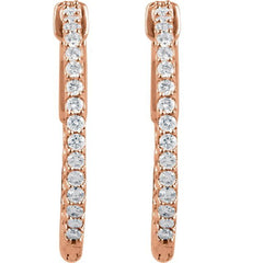 14K Rose Gold 3/4 CTW Lab-Grown Diamond Inside-Outside 23 mm Hinged Hoop Earrings