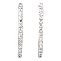 14K White Gold 2 CTW Lab Grown Diamond Inside Outside 29.5 mm Hinged Hoop Earrings