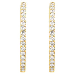 14K Yellow Gold 3 CTW Lab-Grown Diamond Inside-Outside 34.5 mm Hinged Hoop Earrings