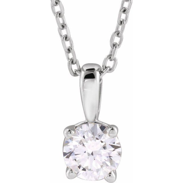 14K White Gold 1/3 CT Natural Diamond 18" Necklace